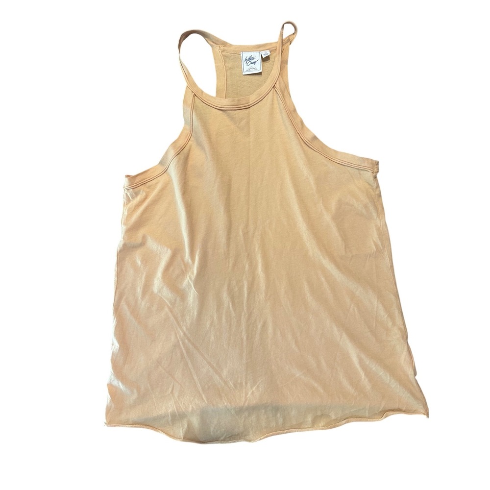 White Crow Womens High Neck Halter Tank Top muted yellow Racerback Small